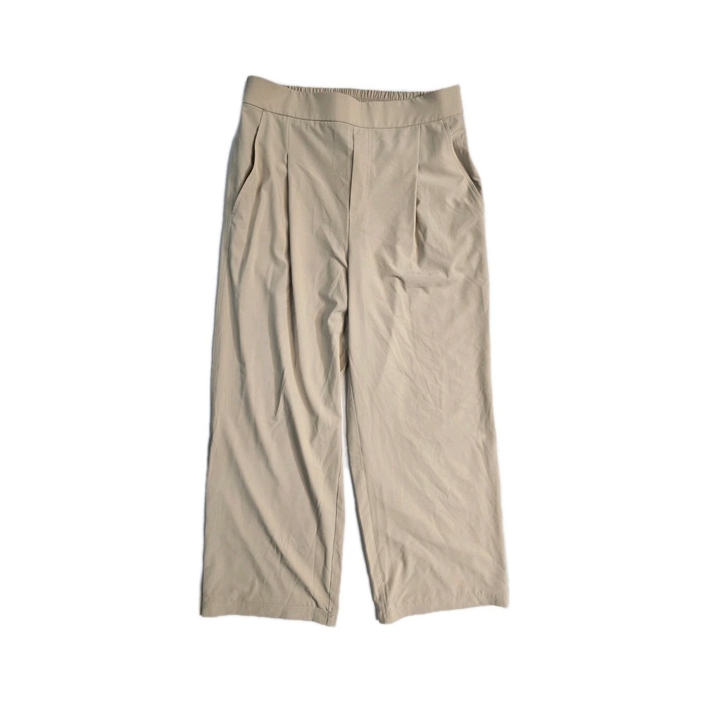 Lou & Grey Wanderweave Wide Leg Trousers Pleated M Beige Pants NWT
